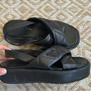 Prada quilted leather platform slides, size 37 (US 7-7.5)